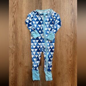 Little Sleepies Blue and White Geometric Zippy